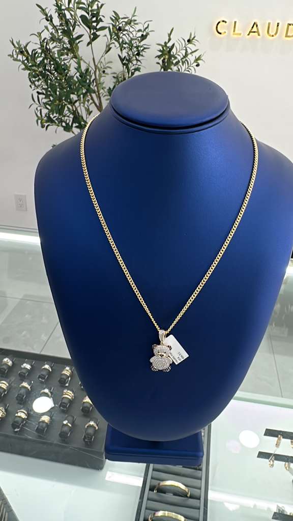 Cuban Chain And Bear Pendant 10k