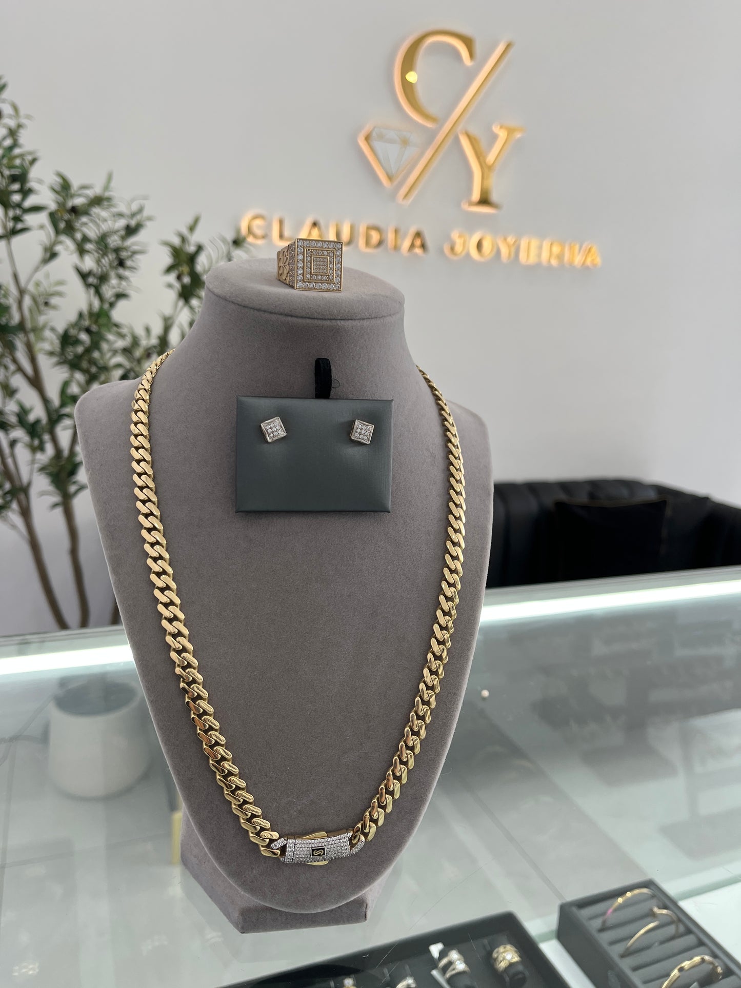 Monaco Chain, Ring and 10k earrings