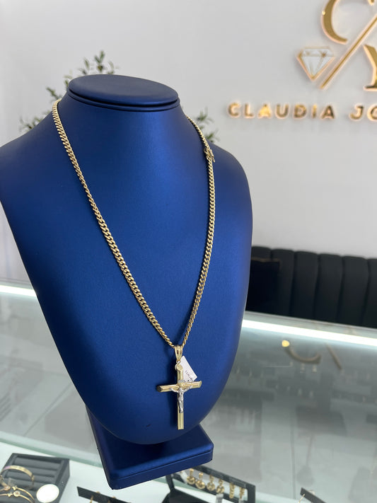 Cuban Chain and 10k Cross Pendant