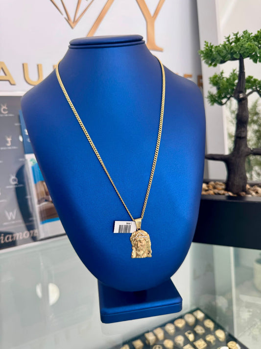 Cuban chain with 10k Christ pendant