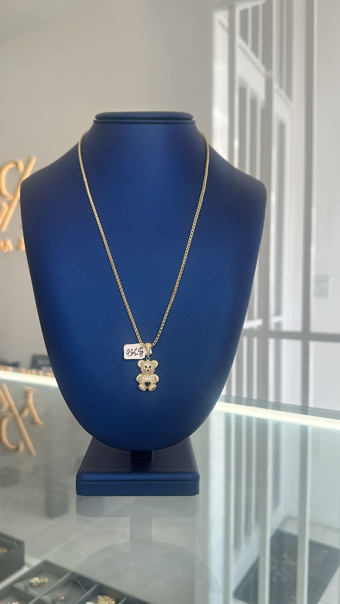 10k bear pendant chain