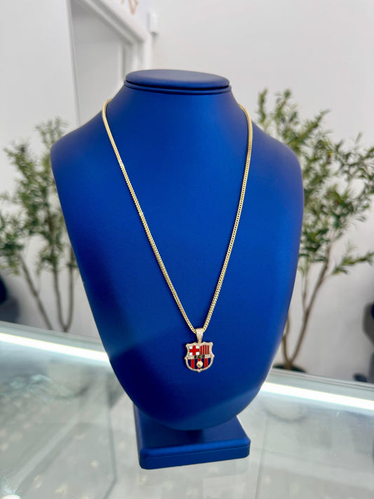 10k Franco chain with 14k Barcelona charm