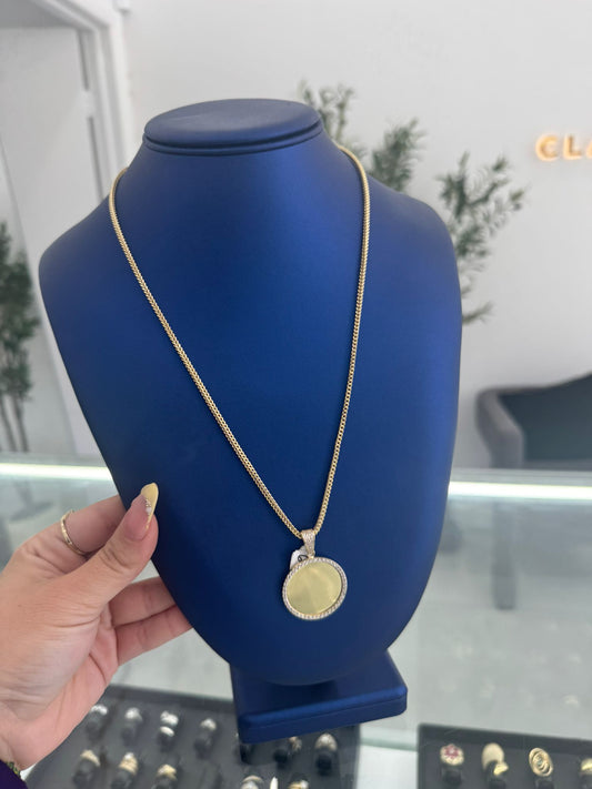 Franco chain with 10k photo pendant