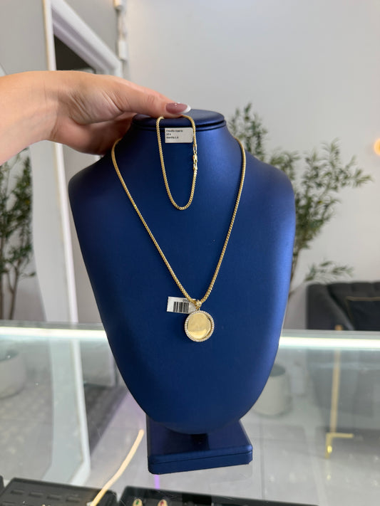 10k Chain Franco Bracelet, And Personalized Medal