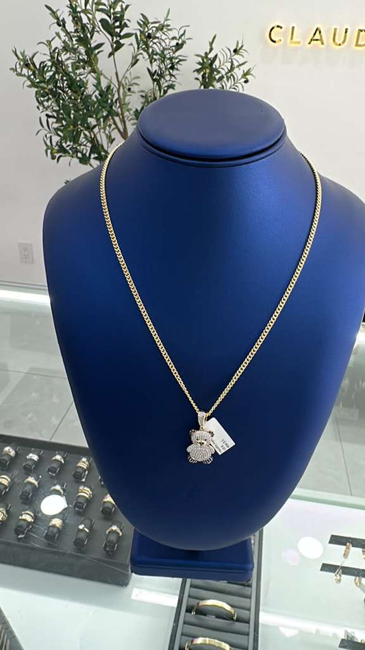 Cuban Chain And Bear Pendant 10k