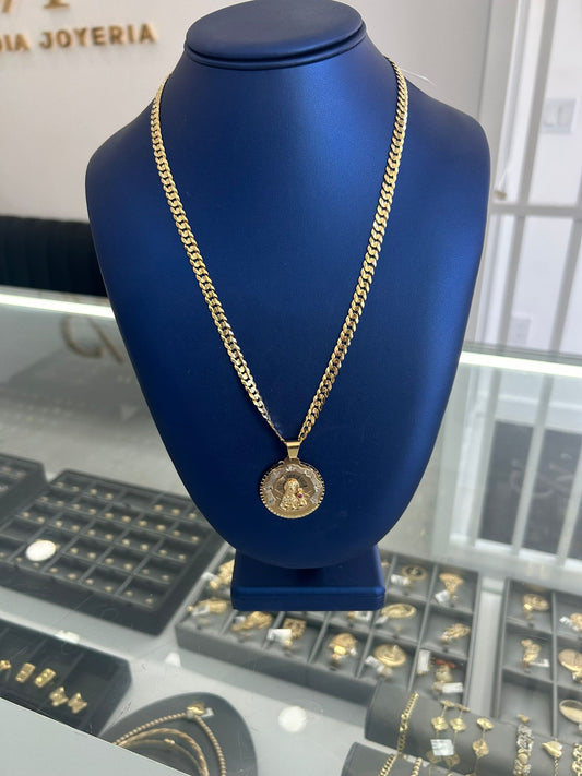 Hammered Chain and Santa Barbara Pendant 10k