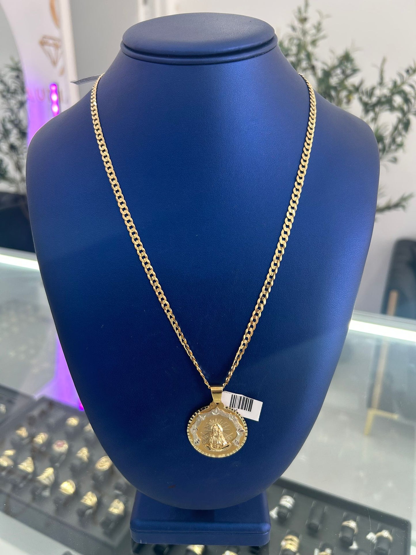 Hammered Chain and 10k Virgin Pendant