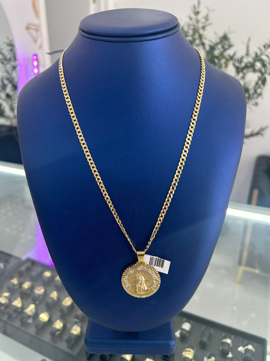 Hammered Chain and 10k Virgin Pendant