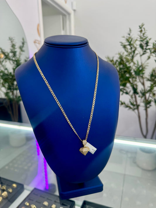 Hammered Chain and Shiny 10k Pendant