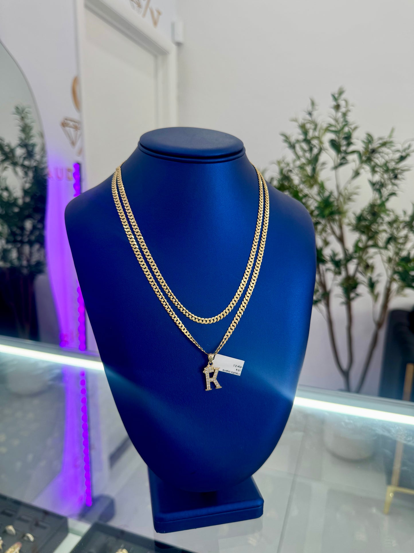 Hammered chains and initial charms 10k