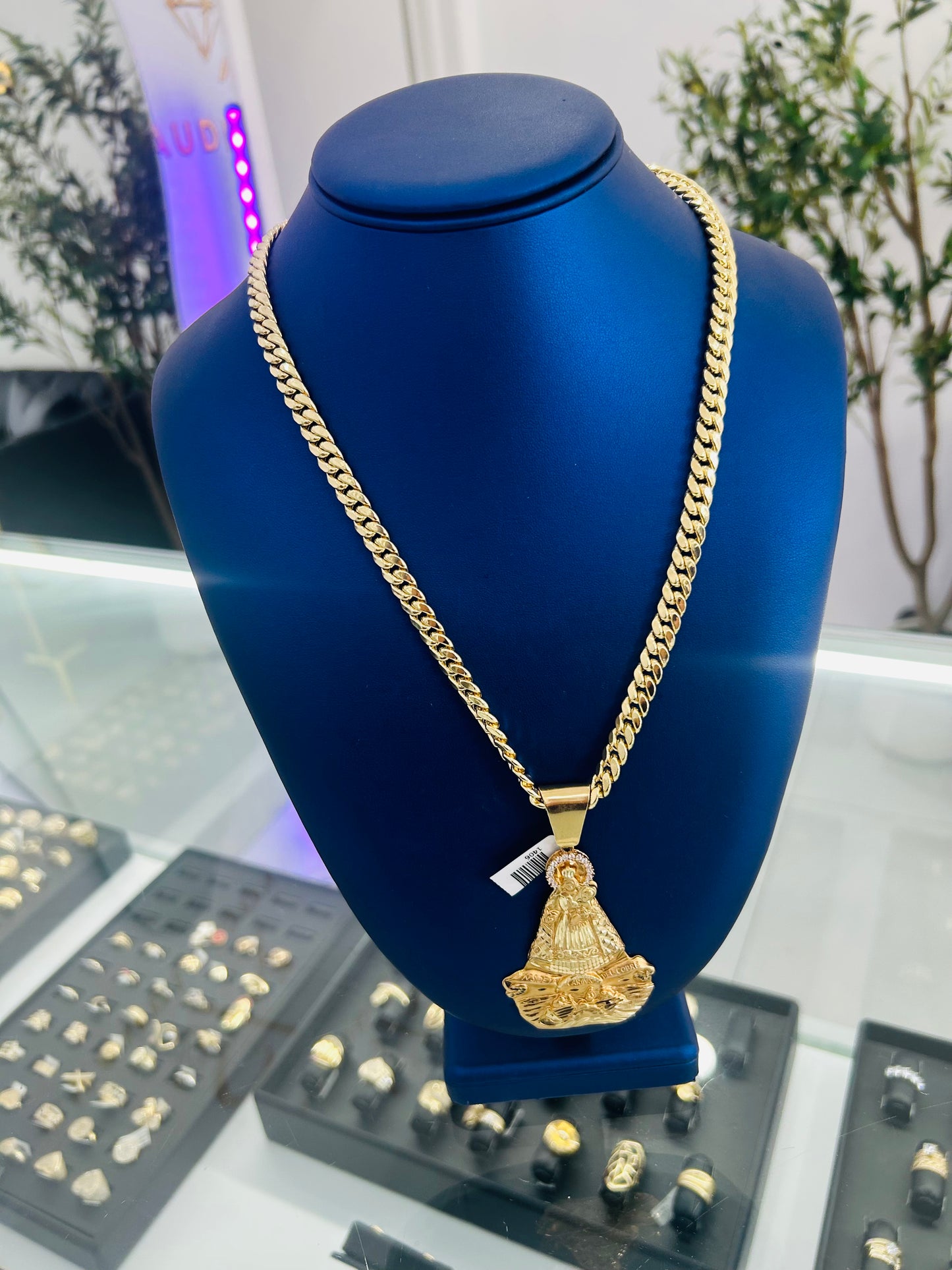 Cuban Chain and 10k Virgin Pendant