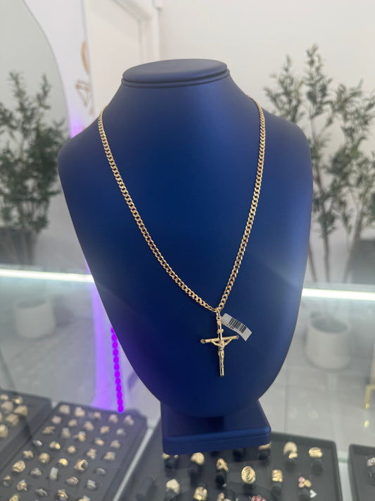 Hammered Chain and 10k Cross Pendant