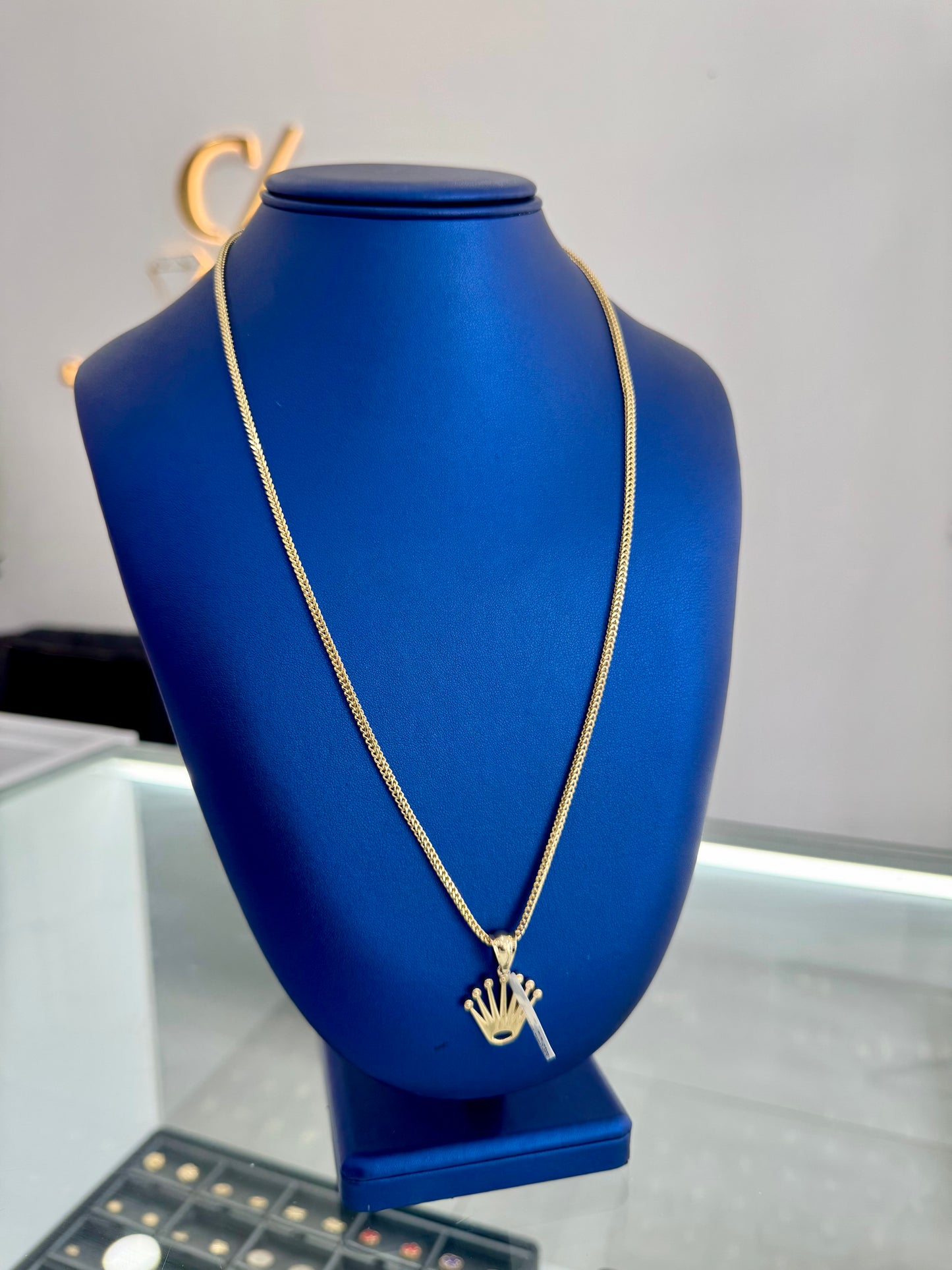 Franco Chain and 10k Crown Pendant