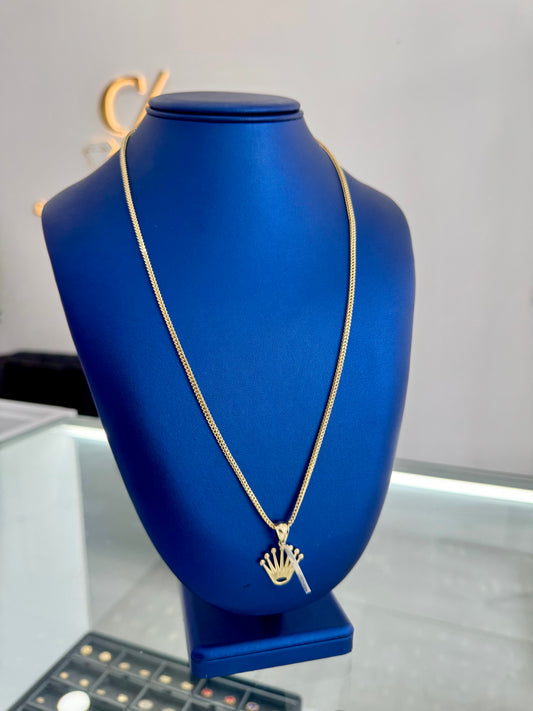 Franco Chain and 10k Crown Pendant