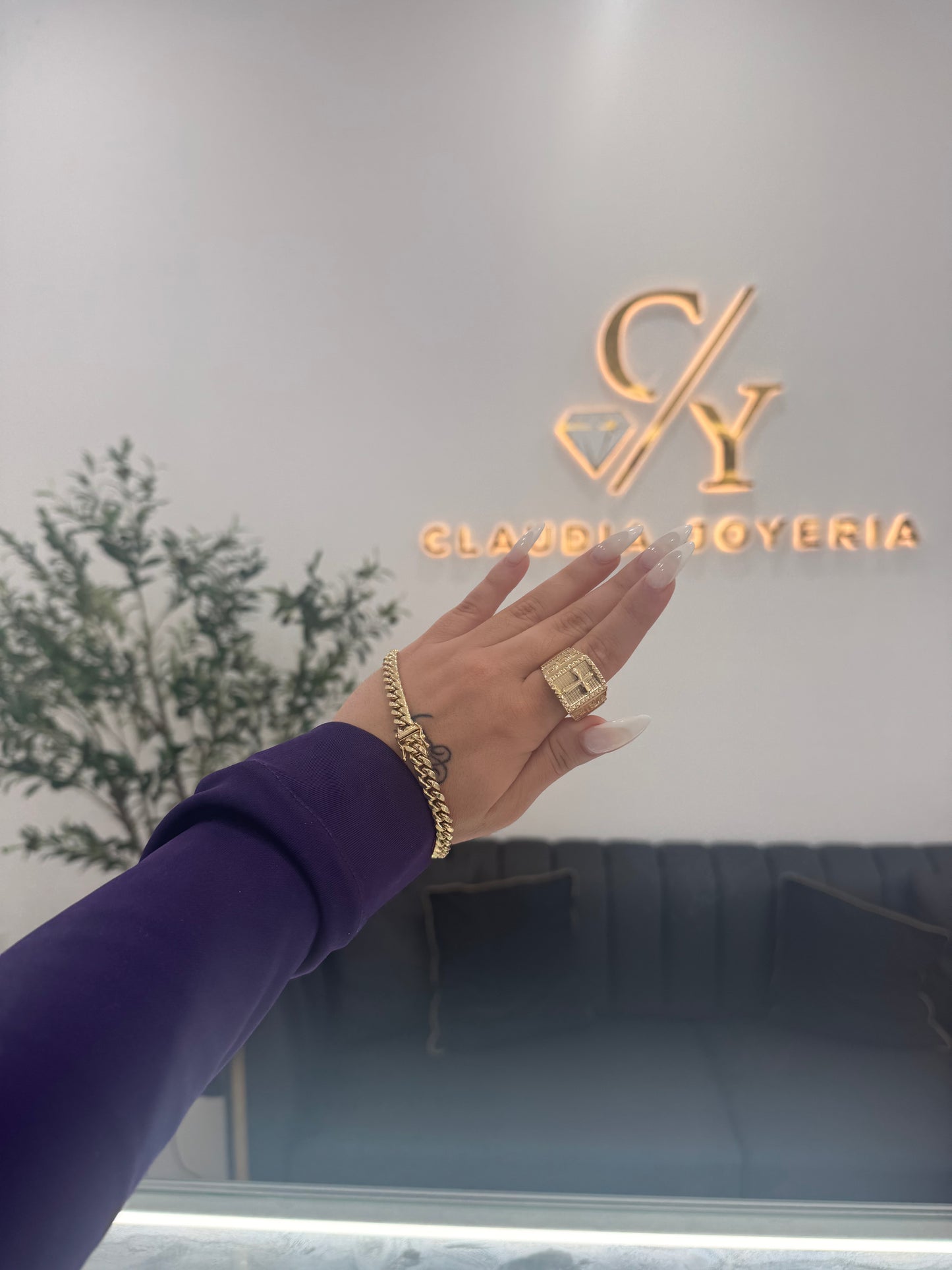 Cuban Bracelet and 10k Cross Ring