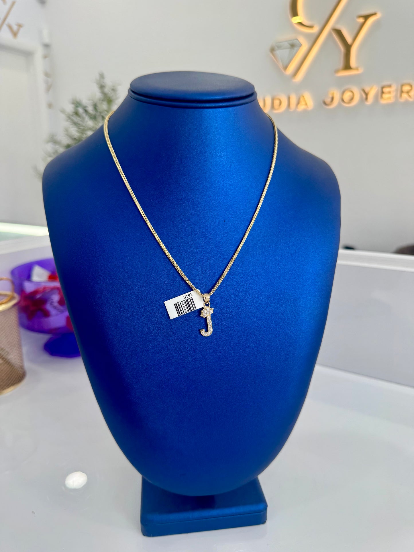 14k Franco Chain and Initial J Pendant