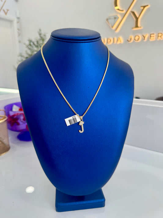 14k Franco Chain and Initial J Pendant