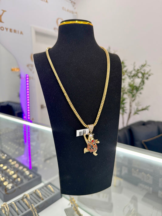 Franco Chain And Animated Pendant 10k