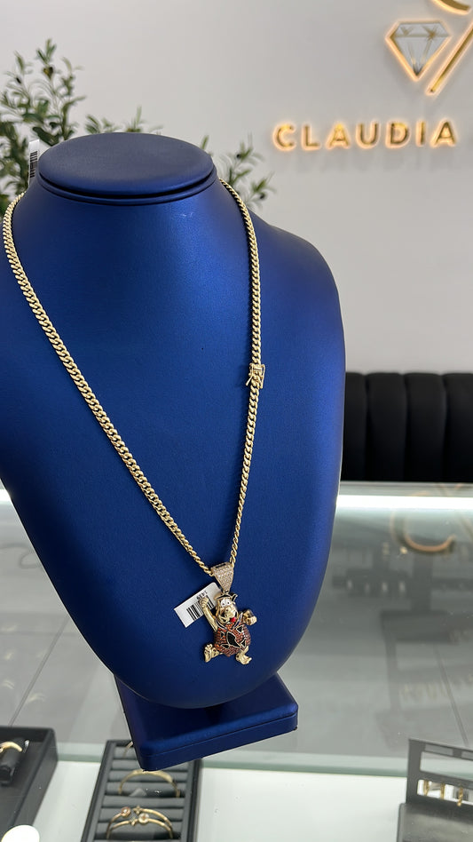 Cuban Chain and Animated Pendant 10k