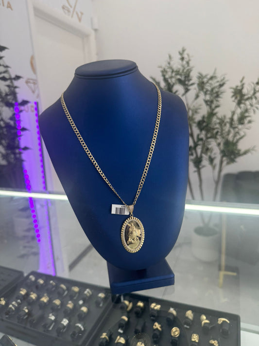 Hammered Chain And 10k Virgin Pendant