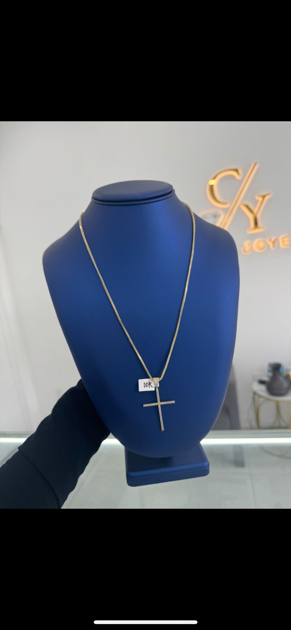 10k cross pendant chain