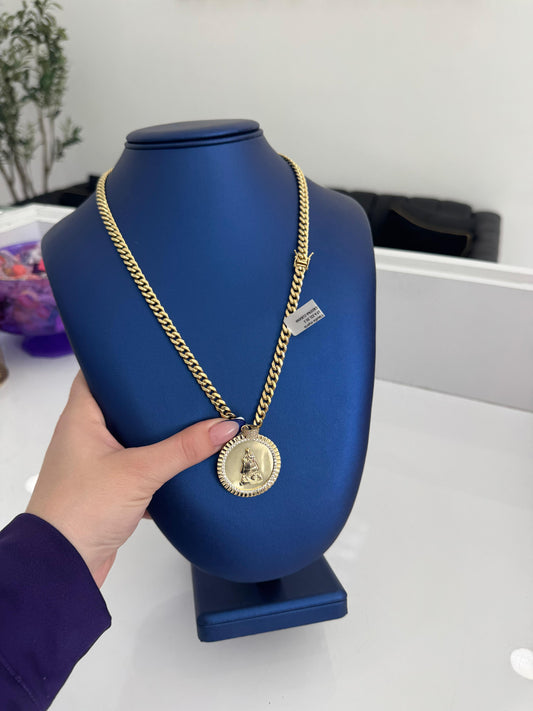 hollow Cuban chain with 10k pendant