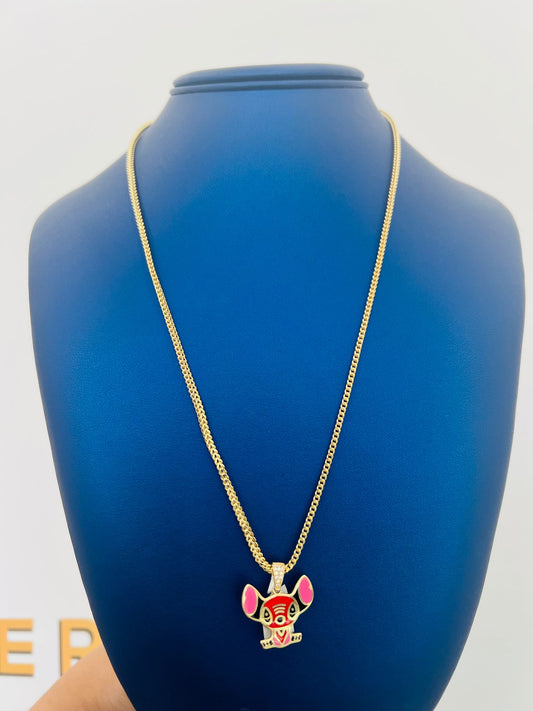 Franco chain with 10k stitch pendant